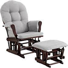 Angel Line Windsor Glider And Ottoman Espresso Finish And Gray Cushion Walmart Com Glider And Ottoman Chair And Ottoman Set Glider Rocker
