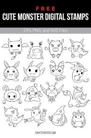 They can be edited with a photo editor to change the size, rotation and position on a. Free Cute Monster Digital Stamps Digital Stamps Digital Stamps Free Digi Stamps