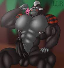 abs anthro ape balls biceps big pecs circumcised digital media  (artwork) erection facial piercing fur genitals gorilla gorimondo (kirby)  haplorhine hi res humanoid genitalia humanoid penis jungle kirby kirby (