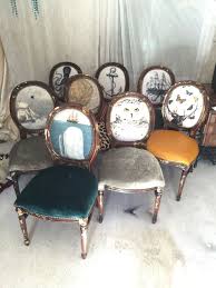 Eclectic Set Of Dining Chairs Upholstered With Velvet And Leather On French Louis Xvi Accent Side Chairs Upholstered Dining Chairs Furniture Upholstered Chairs