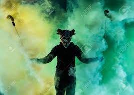 Check spelling or type a new query. Devil With Scary Mask Surrounded By Coloured Smoke Halloween Stock Photo Picture And Royalty Free Image Image 122887330