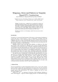 Maybe you would like to learn more about one of these? Pdf Mappings Rules And Patterns In Template Based Etl Construction Kalle Tomingas Academia Edu