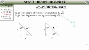 In geometry, the pythagorean theorem is a statement that shows the relationship of the sides of a right triangle. Geometry Section 8 2 Special Right Triangles Youtube