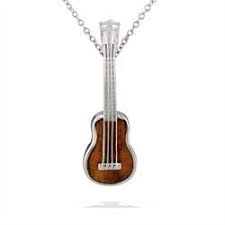 Sterling Silver Ukulele Pendant With Koa Wood Inlay Chain Included Koa Inlay Jewelry Shop Cleaning Silver Jewelry Inlay Jewelry Silver Jewelry