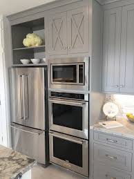 Stunning Gray Kitchen Cabinets With French Door Refrigerator Farmhouse Style Ac Microwave Ove Diy Kitchen Renovation Grey Kitchen Cabinets Kitchen Renovation