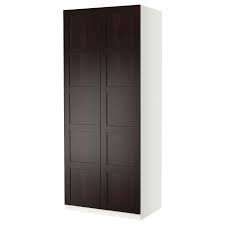 With hindsight, two of the narrow frames should have been the plain white finish as they were to be painted white later, and zinsser primer sticks better to flat than the grained effect melamine. Pax Wardrobe With 2 Doors White Bergsbo Black Brown Ikea