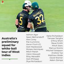 Squads, fixtures, timings, broadcast, live streaming and all you need to know both the teams will play five t20is and three odis on this tour. 7cricket On Twitter Australia S Squad For July S Five T20s And Three Odis In The West Indies Is In Wivaus