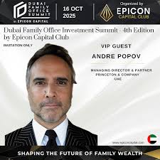 We are pleased to welcome our esteemed VIP Guest Count Andre Popov at the  Family Office Iftar Event by Epicon Capital Club. 🌙 On March 20th, Epicon  Capital Club is gathering an