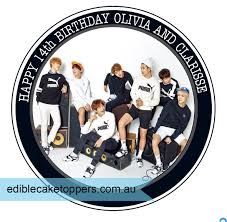 This is a bts logo cupcake topper on 250gsm gold glitter card with a white back ideal for bts fans for any questions please contact me shade of colours may vary. Bts Edible Cake Topper Edible Cake Toppers Australia S Leading Edible Image Supplier