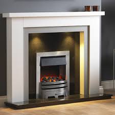 Have you ever thought about painting your fireplace? Pureglow Hanley Painted Fireplace White With Grey Detail Flames Co Uk