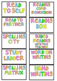 Daily 5 Literacy Rotation Chart Cards