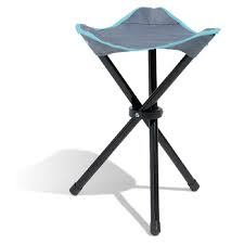 Tabouret De Camping Pliant Gris Et Bleu Meuble De Camping Equipement Camping Jardin Et Plein Air Gifi