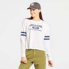 Instant classics don't just happen. Women S Lig Positive Lifestyle Brand Boxy Long Sleeve Crusher Tee Life Is Good Official Site