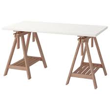 Linnmon Finnvard Table White Beech Ikea Trestle Desk Ikea Table Ikea