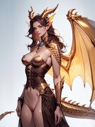 Golden Dragon Tail, Brunette, Long Length AI Porn