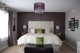 Pin By Taylor Markham On Romantic Bedrooms Feature Wall Bedroom Purple Master Bedroom Grey Bedroom With Pop Of Color