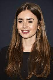 Lily Collins Long Center Part Lily Collins Hair Lily Collins Eyebrows Lily Collins