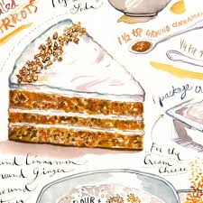 Illustration Recette Du Carrot Cake Gateau Aux Carottes Etsy Cake Illustration Food Illustrations Carrot Cake Recipe