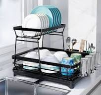 Double-Layer Dish Drainer Rack Kitchen Storage Rack Drying Bowl Sink  Removable Drainer