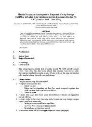 Pendapatan adalah hasil kerja (usaha dan sebagainya). Metode Peramalan Autoregressive Integrat Docx