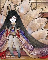 Demon anime tengu kitsune goblin, demon png clipart. Hoshi No Tama Ninetails Fox Kitsune Spirit Japanese Style Art 8x10 Fine Art Print Fox Illustration Fox Art Kitsune Fox