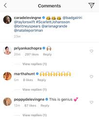During one of the show's episodes, someone said. Taylor Swift News On Twitter Ig Martha Hunt Poppy Delevingne And Priyanka Chopra Have All Commented On Cara S Post