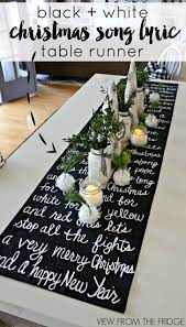A very global christmas with casa watkins living & up to date interiors christmas house tour. Christmas Song Lyric Table Runner And Christmas Table Setting Idea View From The Fridge White Christmas Song Christmas Table Decorations Christmas Table Decorations Diy