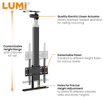 Wholesale OEM ODM Modern Furniture Aluminum Height Adjustable Electric RF  Remote Control Motorized Vertical Lift Up or Drop Down Floor & Ceiling TV  ...