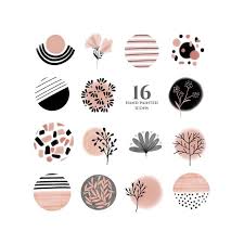 Black And White Instagram Logo Circle Instagram Story Highlight Icons Pink Neutral Blush Black And Etsy Watercolor Circles Blog Branding Kit Circle Clipart