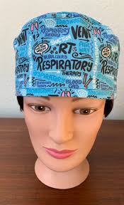 Unisex or Men's Scrub Hat-blue Respiratory Scribbles Cotton Fabric-usa  Made-scrub Caps-surgical Cap-nurse-doctor-medical