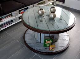 Table Basse Touret Bobine A Cables Electriques Teinte Ceruse Avec Plateau En Verre Table Basse Touret Table Basse Mobilier De Salon