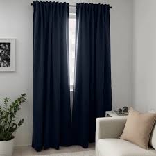 majgull blackout curtains 1 pair dark blue 57x98 ikea in 2021 verduisteringsgordijnen gordijnen woonkamergordijnen