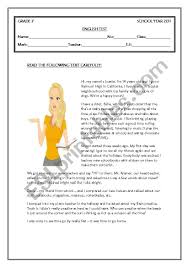English worksheets and topics for second grade. Test Grade 7 Esl Worksheet By Coasvaf
