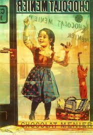 French Chocolat Menier Girl Writing At Store Glass Door Vintage Poster Repro Vintage Posters Vintage Advertisements Poster Art