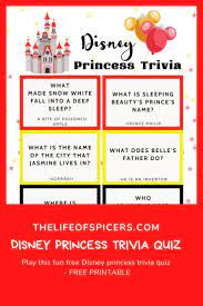 Disney Princess Trivia Quiz Free Printable Disney Princess Facts Disney Trivia Questions Disney Questions