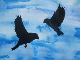 Two Birds Flying In The Sky Drawing Items Similar To Tree Of Life Art In Watercolor Paintings Blue Birds Bird Flying Two 2 Black Sky Zen Blos Tree Of Life Art Birds Flying Watercolor Paintings