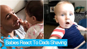 Baby reaction to Dads shaved beard