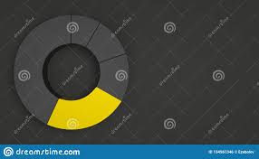 Black Ring Pie Chart With One Yellow Sector Stock