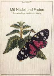 I Embroider Bahmann Burman Mit Nadel Und Fanden Chart R H Görler Cross Stitching Butterfly Green Caterpillar Germany