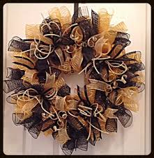 Black And Gold Deco Mesh Wreath Black And Gold Wreath Elegant Black And Gold Wreath Deco Mesh Wreaths Mesh Wreaths Deco Mesh