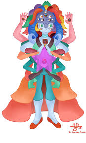 Bismuth And Pearl Fusion Bismuth Lapis Lazuili Peridot Rose Quartz Pearl Garnet Amethyst Crystal Gems Steven Universe Marvel And Dc Characters Steven Universe Fan Fusions
