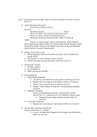 Penelitian merupakan hal yang penting karena dengan sebab adanya penelitian membuat munculnya pengetahuan dan wawasan baru yang belum didapatkan sebelumnya. Doc Contoh Format Proposal Tafsir Iat Rudi Rendra Academia Edu