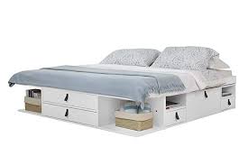 When buying a queen size platform bed frame, you will want to consider material, style, and any features you want to make sure you are buying the perfect bed. Amazon Com Memomad Bali Storage Platform Bed With Drawers Queen Size Off White Kitchen Dining Bett Mit Schubladen Funktionsbett Hochbett