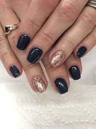 Navy And Rose Gold Gel Nails Light Elegance Nevermore Cheers From Down Under Gold Gel Nails Gel Nail Light Rose Gold Nails