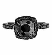 1 92 Carat Natural Fancy Black Diamonds Engagement Ring 14k Black Gold Vintage Style Certified Halo Pave Handmade Black Diamond Ring Engagement Black Diamond Engagement Rings Vintage Diamond Engagement Rings Vintage