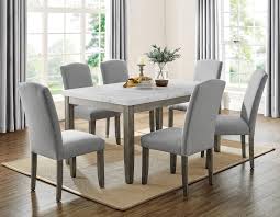 A beautiful addition to any home. Steve Silver Emily 7 Piece White Marble Top Dining Set In Mossy Grey By Dining Rooms Outlet