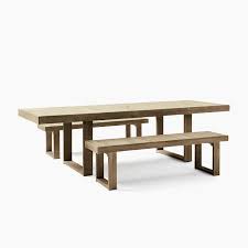 Portside Outdoor Expandable Dining Table 2 Benches Set In 2020 Expandable Dining Table Wood Dining Bench Concrete Dining Table