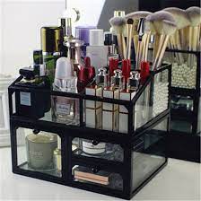 Dressing table sets can add visual appeal to a bedroom or hallway and provide the perfect spot to get ready for the day. Dressing Table Glass Cosmetic Storage Box Organizer Display Stand China Cosmetics Drawer Organizer And Makeup Display Rack Price Made In China Com
