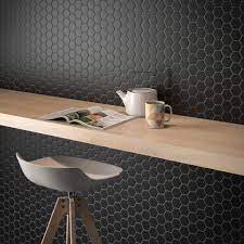 Modern, traditional, eclectic, rustic, glam, farmhouse, country Small Black Hexagon Mosaic Tiles Ireland Tiles Ie
