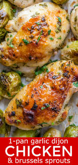 Garlic Dijon Chicken And Brussels Sprouts Recipe Natashaskitchen Com In 2020 Brussels Sprouts Recipe Sprout Recipes Baked Chicken Thighs